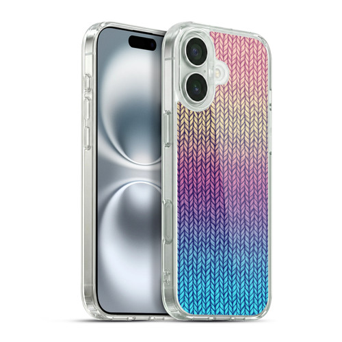 Micklyn Le Feuvre Patterns Rainbow Chunky Knit Soft Gel Case for Apple iPhone 16 Plus & MagSafe