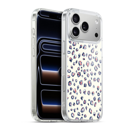 Micklyn Le Feuvre Patterns Navy and Coral Crystals Soft Gel Case for Apple iPhone 17 Pro Max