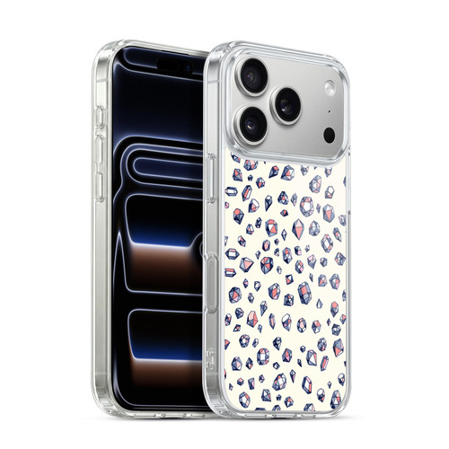 Micklyn Le Feuvre Patterns Navy and Coral Crystals Soft Gel Case for Apple iPhone 17 Pro