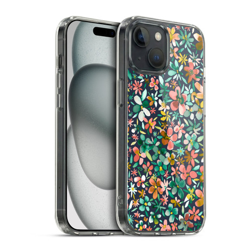 Ninola Floral Colourful Petals Green Soft Gel Case for Apple iPhone 15 & MagSafe