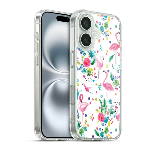 Ninola Summer Patterns Tropical Flamingo Soft Gel Case for Apple iPhone 16 & MagSafe
