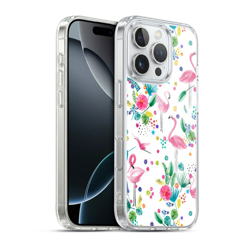 Ninola Summer Patterns Tropical Flamingo Soft Gel Case for Apple iPhone 16 Pro & MagSafe