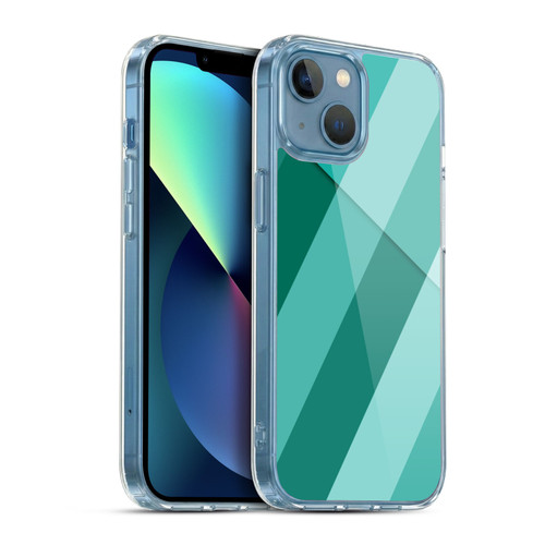 PLdesign Geometric Cyan Modern Soft Gel Case for Apple iPhone 13 Mini & MagSafe