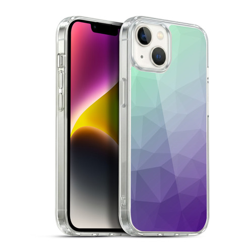 PLdesign Geometric Purple Green Ombre Soft Gel Case for Apple iPhone 14 Plus & MagSafe