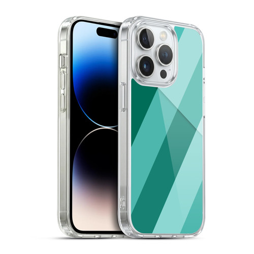 PLdesign Geometric Cyan Modern Soft Gel Case for Apple iPhone 14 Pro & MagSafe