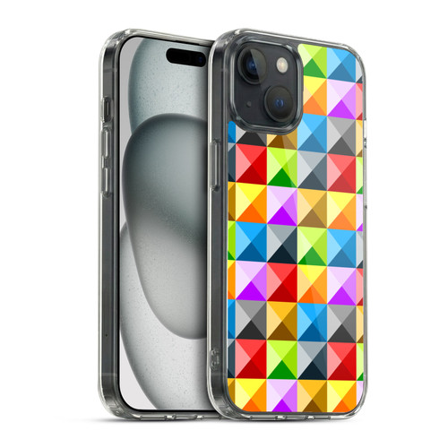 PLdesign Geometric Colourful Quarter Soft Gel Case for Apple iPhone 15 & MagSafe