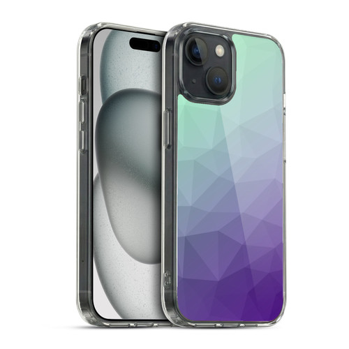 PLdesign Geometric Purple Green Ombre Soft Gel Case for Apple iPhone 15 & MagSafe