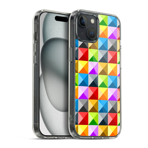 PLdesign Geometric Colourful Quarter Soft Gel Case for Apple iPhone 15 Plus & MagSafe