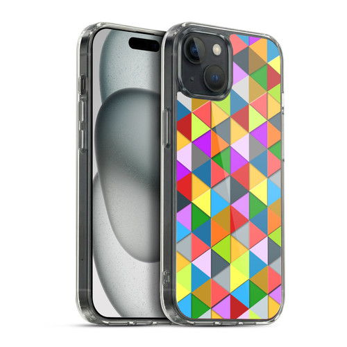 PLdesign Geometric Colourful Triangle Soft Gel Case for Apple iPhone 15 Plus & MagSafe