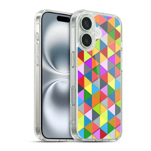 PLdesign Geometric Colourful Triangle Soft Gel Case for Apple iPhone 16 & MagSafe