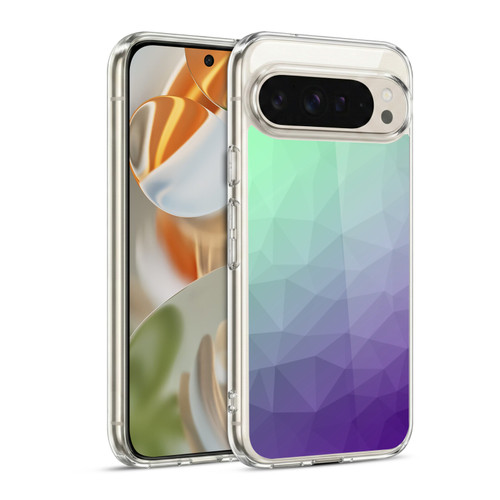 PLdesign Geometric Purple Green Ombre Soft Gel Case for Google Pixel 9 / Pixel 9 Pro