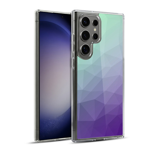 PLdesign Geometric Purple Green Ombre Soft Gel Case for Samsung Galaxy S23 Ultra 5G & MagSafe