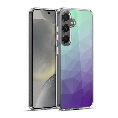 PLdesign Geometric Purple Green Ombre Soft Gel Case for Samsung Galaxy S24+ 5G & MagSafe