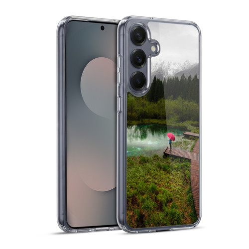 Patrik Lovrin Wanderlust Red Umbrella Green Lake Soft Gel Case for Samsung Galaxy S25+ & MagSafe