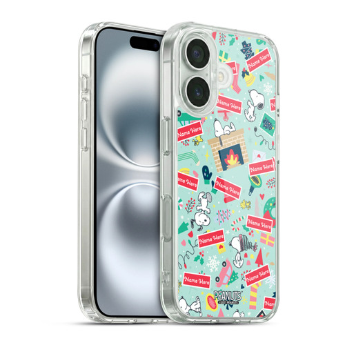 Custom Customised Personalised Peanuts Christmas Festive Pattern Soft Gel Case for Apple iPhone 16 & MagSafe