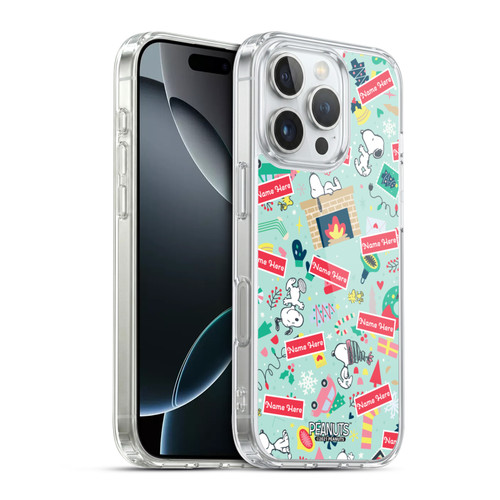 Custom Customised Personalised Peanuts Christmas Festive Pattern Soft Gel Case for Apple iPhone 16 Pro & MagSafe
