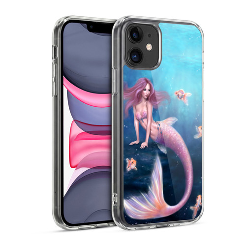 Rachel Anderson Art Pink Haired Mermaid With Goldfish Soft Gel Case for Apple iPhone 11