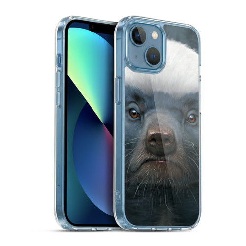 Vincent Hie Big Face Animals Honey Badger Soft Gel Case for Apple iPhone 13 Mini & MagSafe