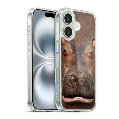 Vincent Hie Big Face Animals Hippo Soft Gel Case for Apple iPhone 16 & MagSafe