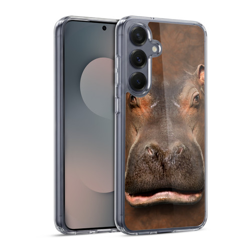 Vincent Hie Big Face Animals Hippo Soft Gel Case for Samsung Galaxy S25 & MagSafe