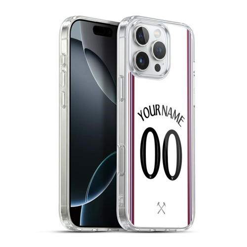 Custom Customised Personalised West Ham United FC 2023/24 Kit Away Soft Gel Case for Apple iPhone 16 Pro Max & MagSafe