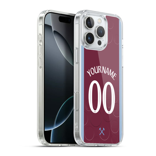Custom Customised Personalised West Ham United FC 2023/24 Kit Home Soft Gel Case for Apple iPhone 16 Pro Max & MagSafe