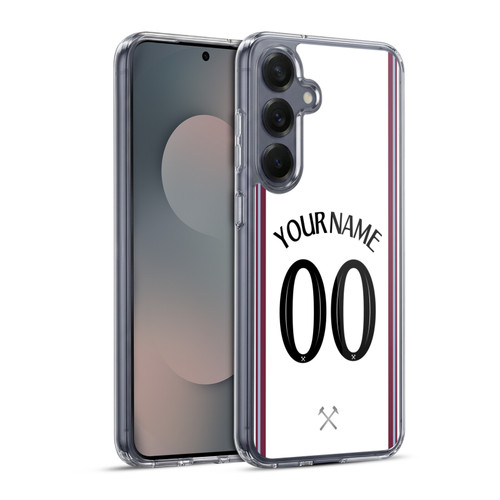 Custom Customised Personalised West Ham United FC 2023/24 Kit Away Soft Gel Case for Samsung Galaxy S25+ & MagSafe