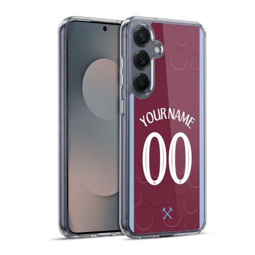 Custom Customised Personalised West Ham United FC 2023/24 Kit Home Soft Gel Case for Samsung Galaxy S25+ & MagSafe