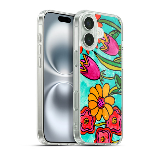 Wyanne Nature Funky Flowers Soft Gel Case for Apple iPhone 16 Plus & MagSafe