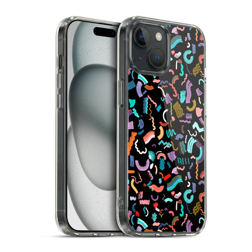 Ninola Patterns Cute Curly Shapes Black Soft Gel Case for Apple iPhone 15 & MagSafe