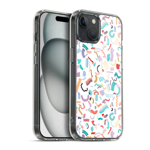 Ninola Patterns Cute Curly Shapes White Soft Gel Case for Apple iPhone 15 Plus & MagSafe