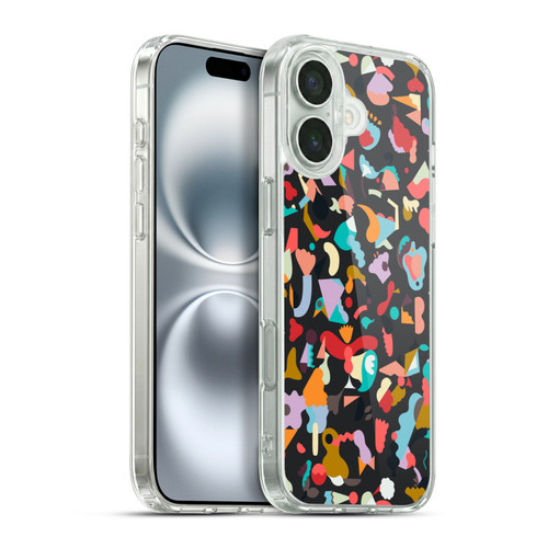 Ninola Patterns Imaginary Geo Animals Black Soft Gel Case for Apple iPhone 16 Plus & MagSafe