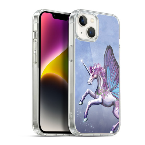 Rose Khan Unicorns Lilac Purple Butterfly Soft Gel Case for Apple iPhone 14 Plus & MagSafe