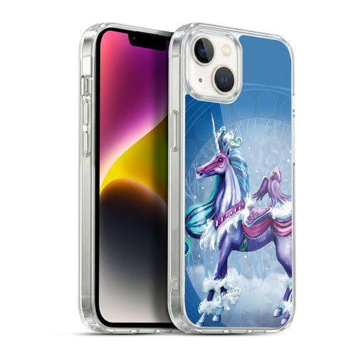 Rose Khan Unicorns Winter Blue Soft Gel Case for Apple iPhone 14 Plus & MagSafe