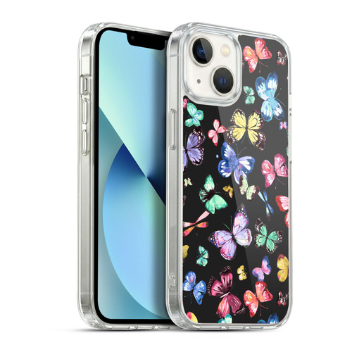 Ninola Patterns 4 Butterflies Black Multi Soft Gel Case for Apple iPhone 13