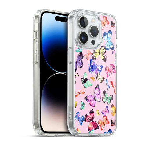 Ninola Patterns 4 Butterflies Multi Pink Soft Gel Case for Apple iPhone 13 Pro & MagSafe