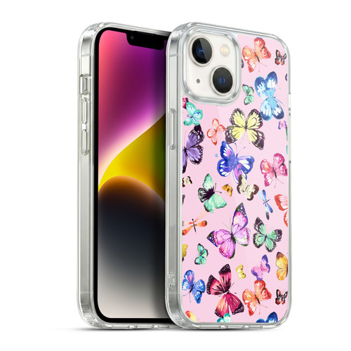 Ninola Patterns 4 Butterflies Multi Pink Soft Gel Case for Apple iPhone 14