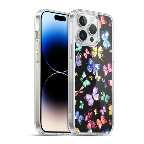 Ninola Patterns 4 Butterflies Black Multi Soft Gel Case for Apple iPhone 14 Pro Max & MagSafe