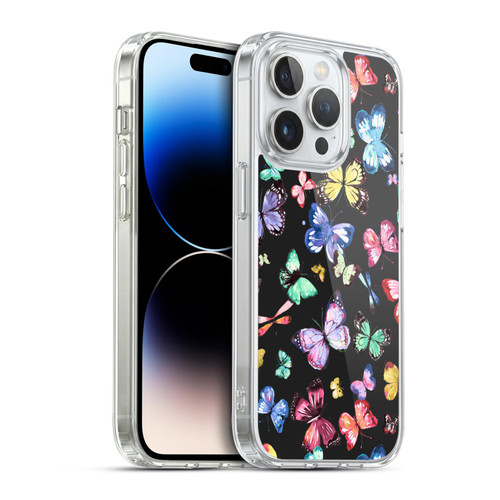 Ninola Patterns 4 Butterflies Black Multi Soft Gel Case for Apple iPhone 14 Pro & MagSafe
