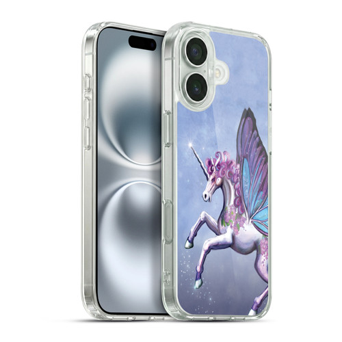 Rose Khan Unicorns Lilac Purple Butterfly Soft Gel Case for Apple iPhone 16 Plus & MagSafe