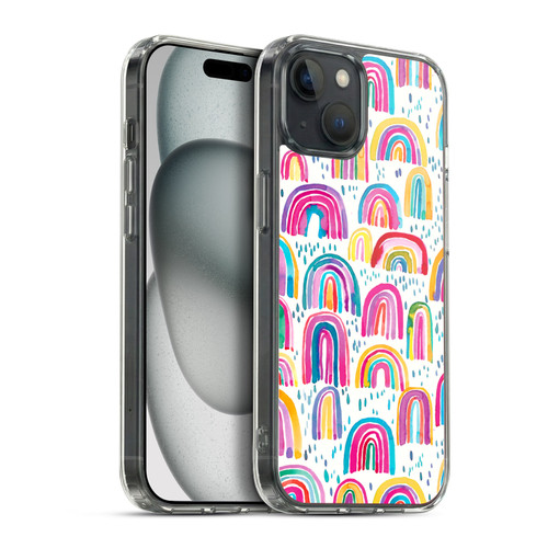 Ninola Patterns 4 Colourful Watercolour Rainbows Soft Gel Case for Apple iPhone 15 Plus & MagSafe