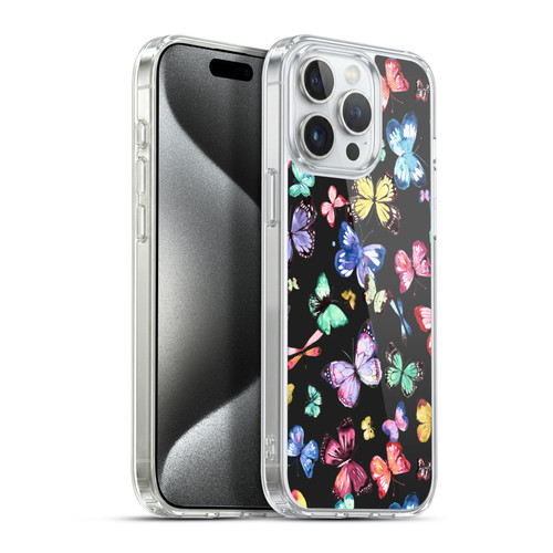 Ninola Patterns 4 Butterflies Black Multi Soft Gel Case for Apple iPhone 15 Pro Max & MagSafe