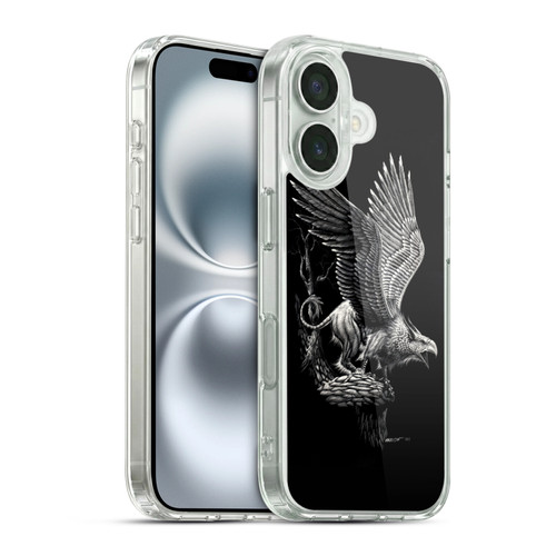 Stanley Morrison Black And White Griffon Soft Gel Case for Apple iPhone 16 & MagSafe