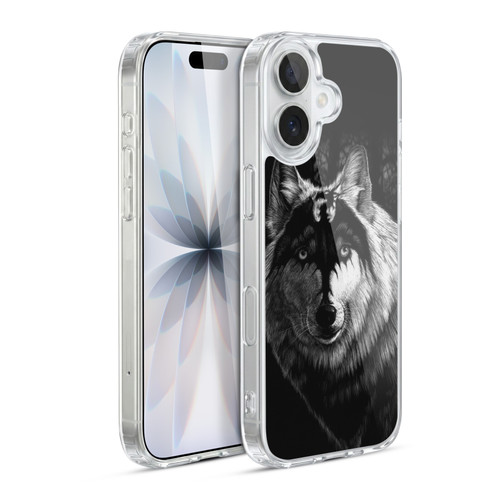 Stanley Morrison Black And White Gray Wolf With Dragon Marking Soft Gel Case for Apple iPhone 17