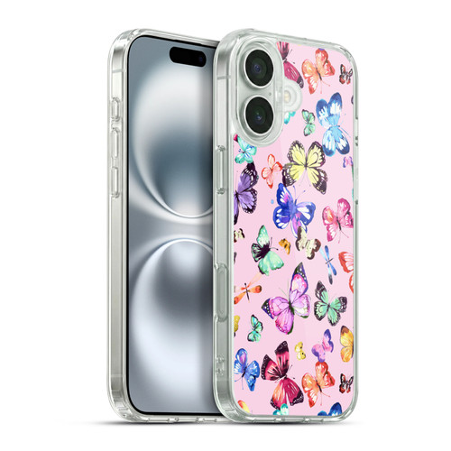 Ninola Patterns 4 Butterflies Multi Pink Soft Gel Case for Apple iPhone 16 Plus & MagSafe