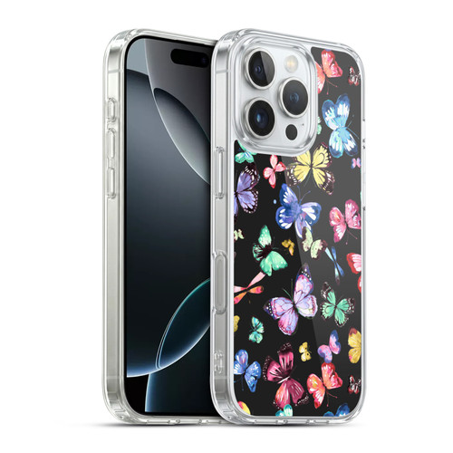 Ninola Patterns 4 Butterflies Black Multi Soft Gel Case for Apple iPhone 16 Pro & MagSafe