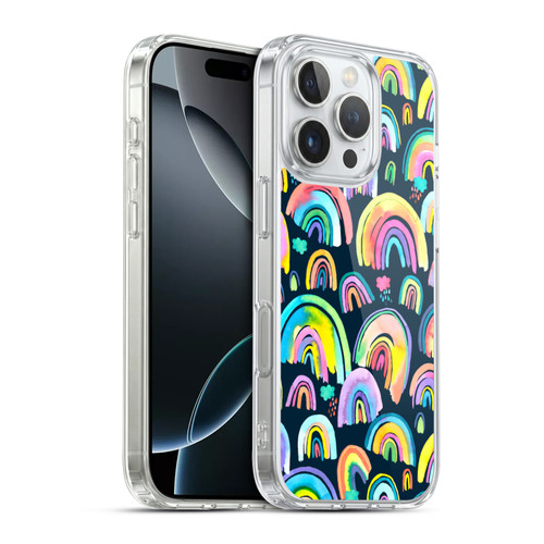 Ninola Patterns 4 New Rainbows Navy Multi Soft Gel Case for Apple iPhone 16 Pro & MagSafe