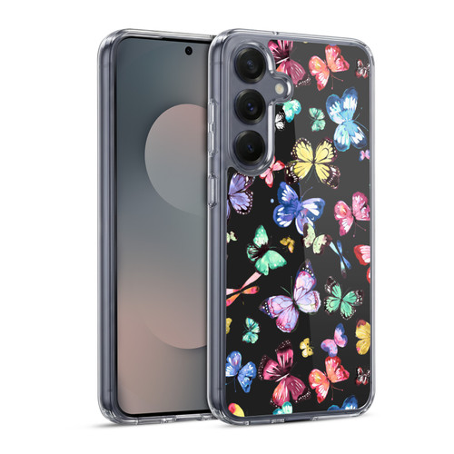 Ninola Patterns 4 Butterflies Black Multi Soft Gel Case for Samsung Galaxy S25 & MagSafe