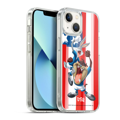 Looney Tunes Flag Graphics USA Taz & Bugs Bunny Soft Gel Case for Apple iPhone 13