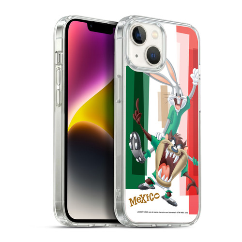 Looney Tunes Flag Graphics Mexico Taz & Bugs Bunny Soft Gel Case for Apple iPhone 14